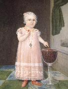 Johnson Joshua Little Girl in Pink with Goblet Filled with Strawberries:A Portrait